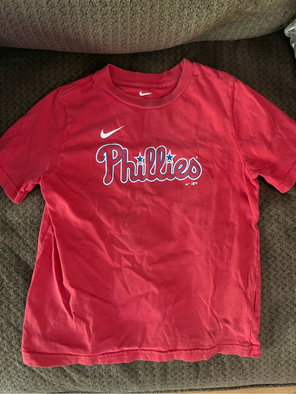 Nike Kids Red Phillies Logo Short Sleeve Tee